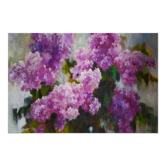 Póster Lilás em Flor – Flores Impressionistas de Primaver (Frente)