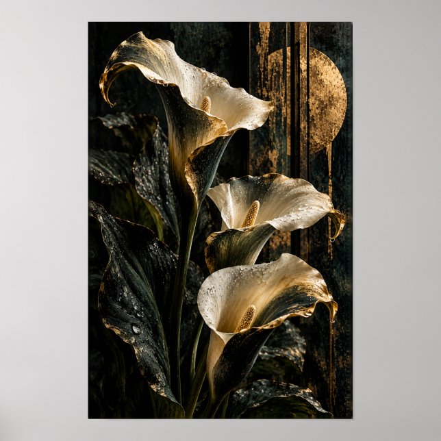Poster Lilases-Calsa Brancas com Parede Botânica de Círcu (Frente)