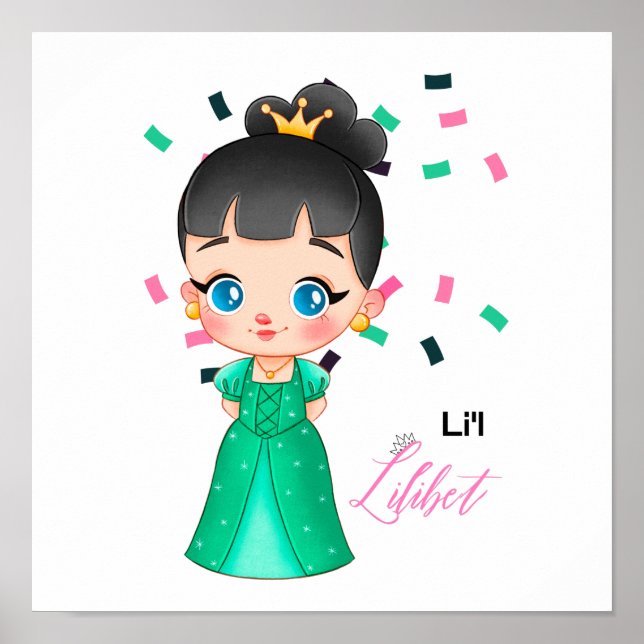Poster Lilibet batizada de "Emerald Princess Gifts for Gi (Frente)