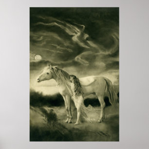 Poster Lilith com cavalo branco