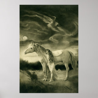 Poster Lilith com cavalo branco