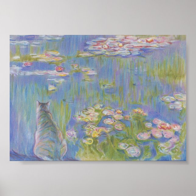 Poster Lily e gato Oscar-Claude Monet (Frente)