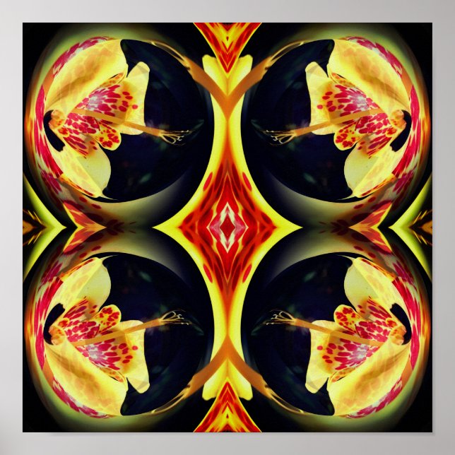 Poster Lily Floral Mirror - Arte Abstrato (Frente)