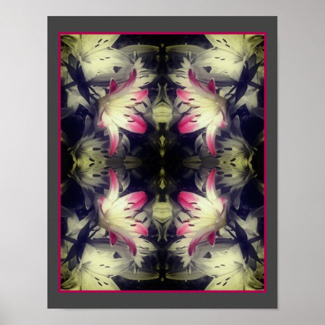 Poster Lily Flowers Abstrato Parcial Preto E Branco (Frente)