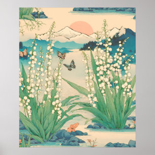 Poster Lily Japonesa do Vale do Mês do Nascimento Flor