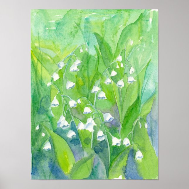 Poster Lily of the Valley Watercolor Flowers (Frente)