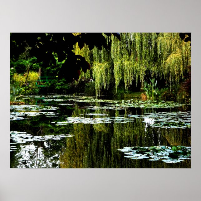 Poster Lily Pond de Monet com Willows, Giverny, França (Frente)