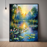 Poster Lily Pond inspirado no Monet no Impressionista do<br><div class="desc">Transforme o seu espaço com este impressão poster de cena de lily Lily Lily, inspirado em Monet, uma obra-prima gerada por IA que captura a beleza tranquila de um nascer do sol sobre um jardim aquático. Este trabalho de arte é uma vibrante homenagem ao impressionismo, apresentando pinceladas leves e tremores...</div>