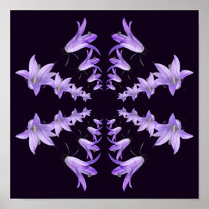 Poster Lily Roxa Flores Espelho Abstrato Art