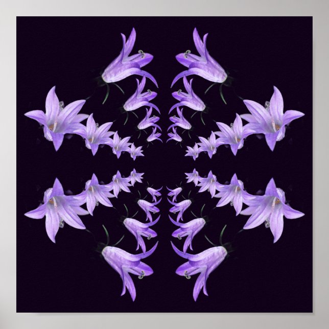 Poster Lily Roxa Flores Espelho Abstrato Art (Frente)