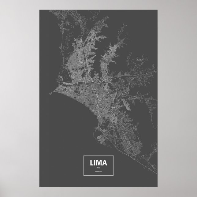 Póster Lima, Peru (branco a preto) (Frente)