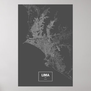 Póster Lima, Peru (branco no preto)