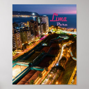 Poster Lima Peru Capital Pacific Coast Lights