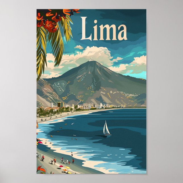 Poster Lima Peru Vintage - Ilustração de Viagem retrô (Frente)