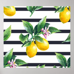 Poster Limão Branch: Citrus Watercolor Bliss