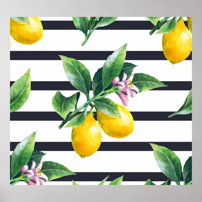 Poster Limão Branch: Citrus Watercolor Bliss (Frente)