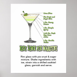 Poster Limão-chave Pie Martini Cocktail Recebe art 16"x20