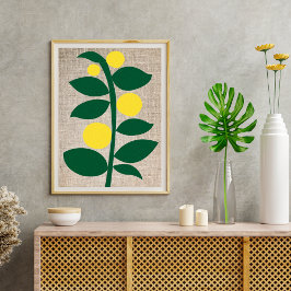 Poster Limão Citrus Tree II Branch Yellow Green Abstrato