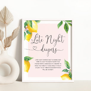 Poster Limão cor-de-rosa fraldas noturnas