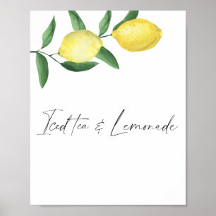 Poster Limão de citrinos com aquarelas - chá gelado e lim