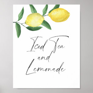 Poster Limão de citrinos com aquarelas - chá gelado e lim