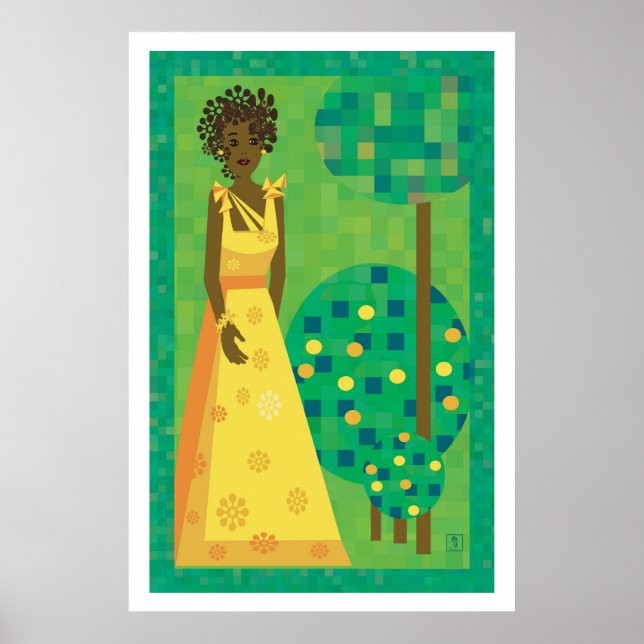 Poster Limão e lima - menina em um jardim (Frente)