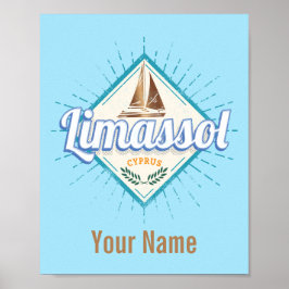 Poster Limassol Cidade de Chipre - Navio de navegação ret