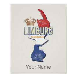 Póster Limburg Países Baixos Mapa neerlandês Vintage Souv