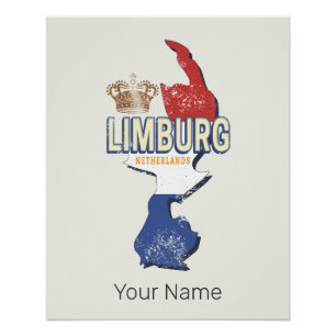 Póster Limburg Países Baixos Mapa neerlandês Vintage Souv