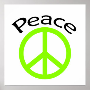 Poster Lime Green Peace & Word