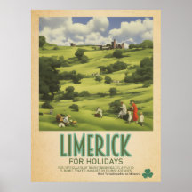Limerick Ireland, Retro Irish Viagem Advert