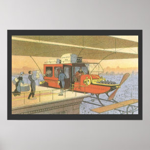 Póster Limo do helicóptero do avião da ficção cientí