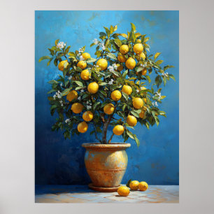 Poster Limoeiro em vaso de barro com flores