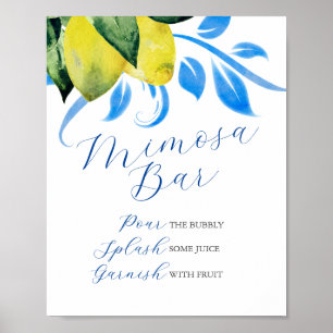 Poster Limões Bar Mimosa Azul e Amarelo