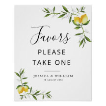 limões de aquarela e sinal verde floral Favor