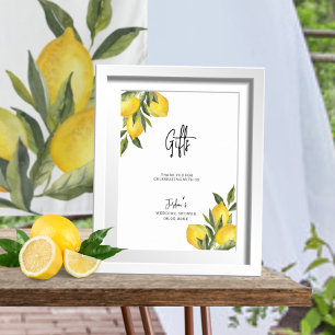 Poster Limões de Aquarelas e Presentes de Chá de casament