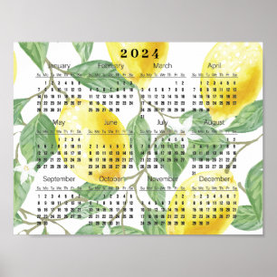 Poster Limões e Folhas Cartaz de Calendário 2024