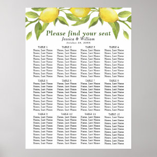 Poster Limões & hortaliças 12 mesas que Wedding a CARTA
