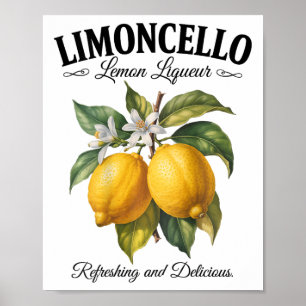 Poster Limoncello Itália Vintage Refrescante Limão Férias