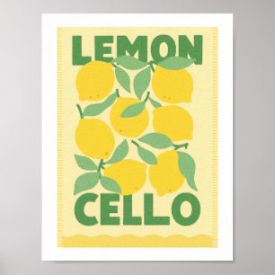 Poster Limoncello Limão Vintage Mediterrâneo Cítrico