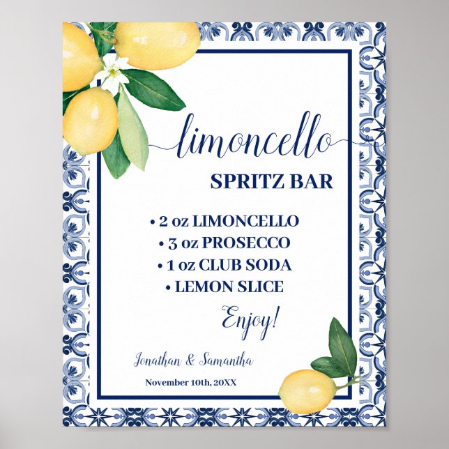 Poster Limoncello Spritz Bar Sign Blue Mediterranean (Frente)