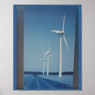 Póster LIMPE o fã da roda de Gaint das energias eólicas