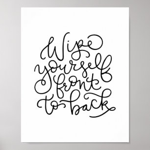 Poster Limpe-se da frente para trás no banheiro engraça