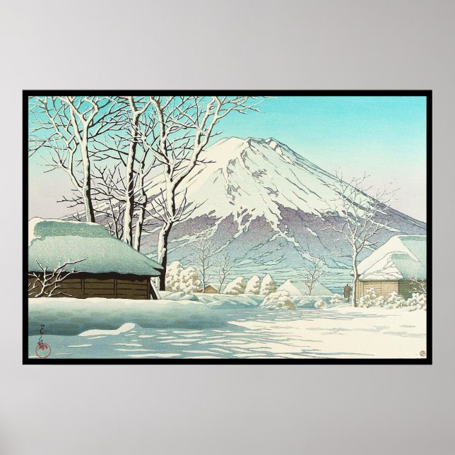 Póster Limpeza após neve em Oshiono Hasui Kawase (Frente)