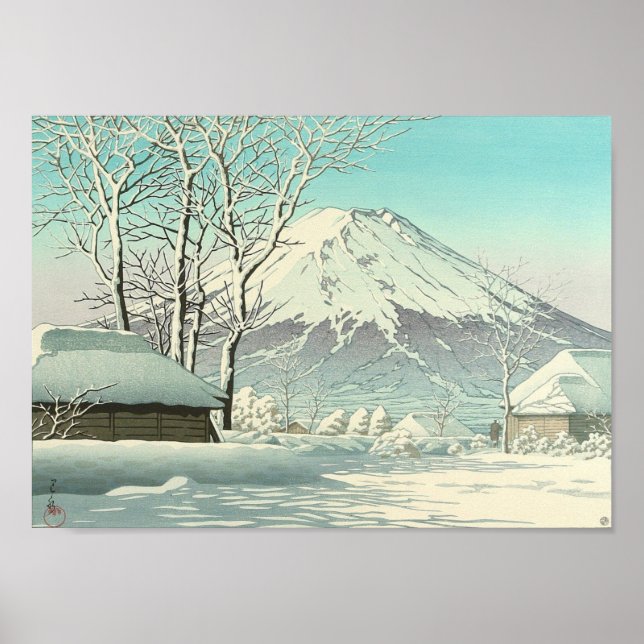Poster Limpeza após neve em Oshiono - Hasui Kawase (Frente)