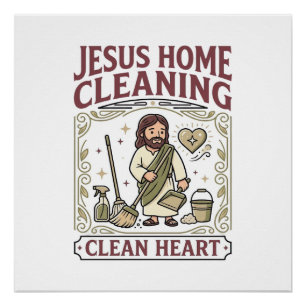 Póster Limpeza da Casa de Jesus Coração Limpo Limpeza da