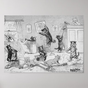 Poster Limpeza de gatos em Primavera, Louis Wain