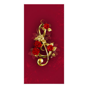 Póster Limpeza de ouro com Flores Rosa