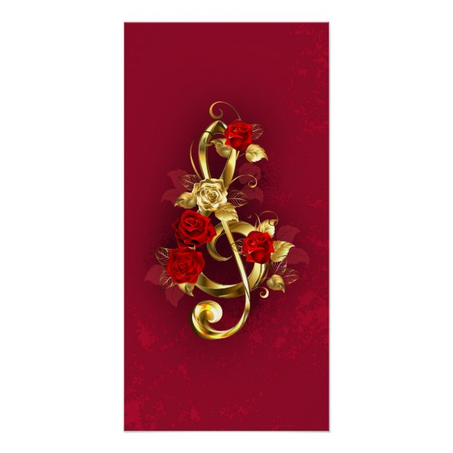 Póster Limpeza de ouro com Flores Rosa (Frente)