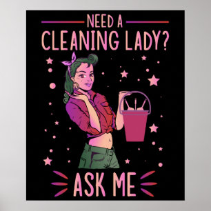 Poster Limpeza Lady Housekeeper Cleaner Gra